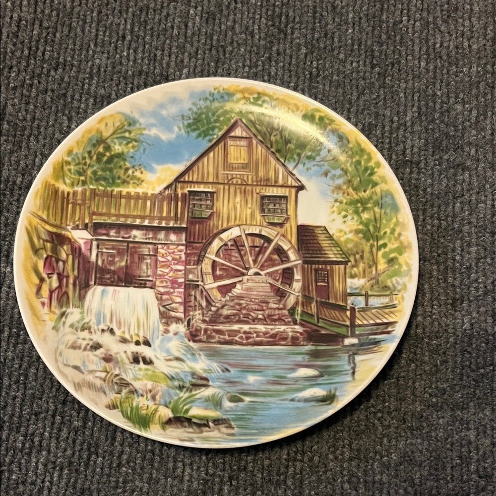 Vintage Watermill Decorative Plate